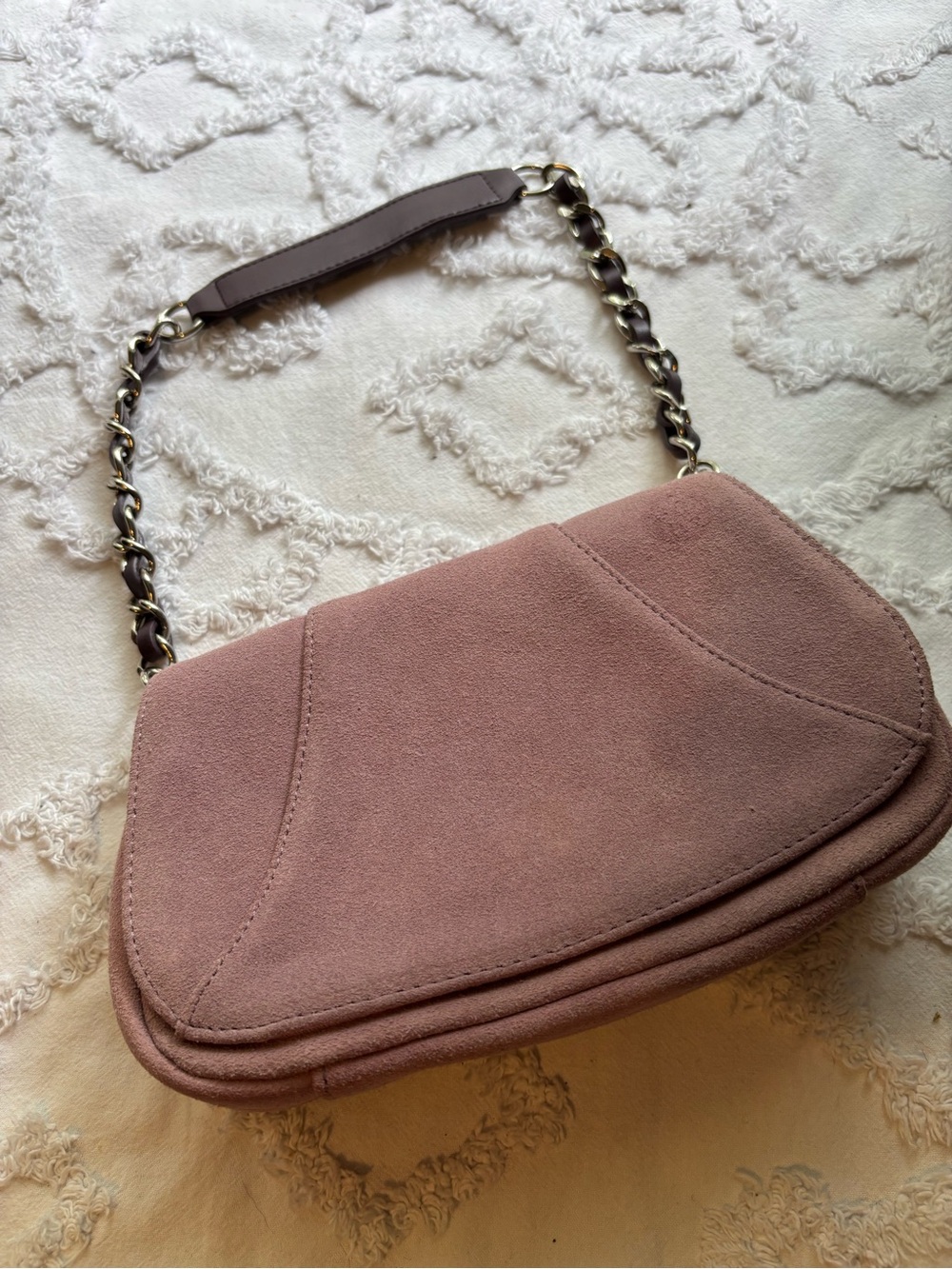Ann Taylor Loft  Suede Mini Shoulder Bag with Chain Strap